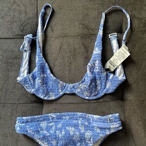 Rhythm Blue and White textured bikini